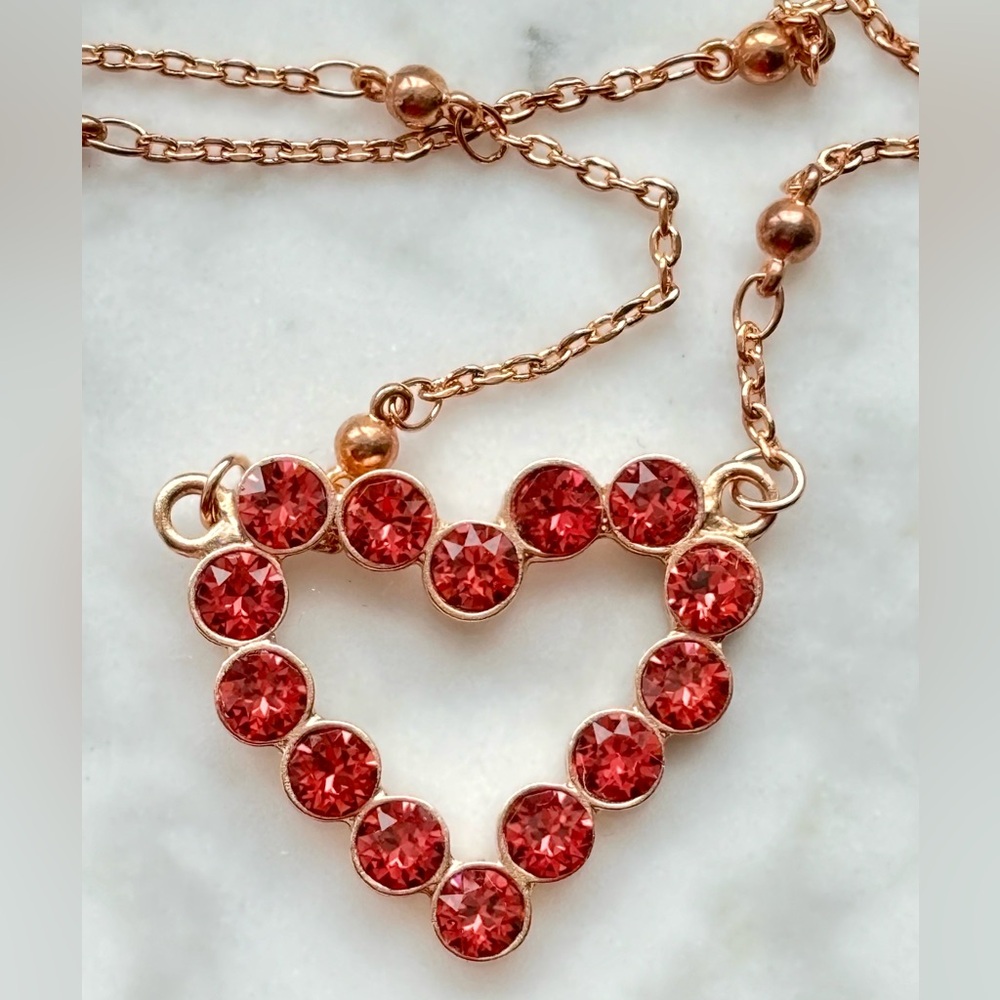 Pink Crystal Heart Necklace -NWT